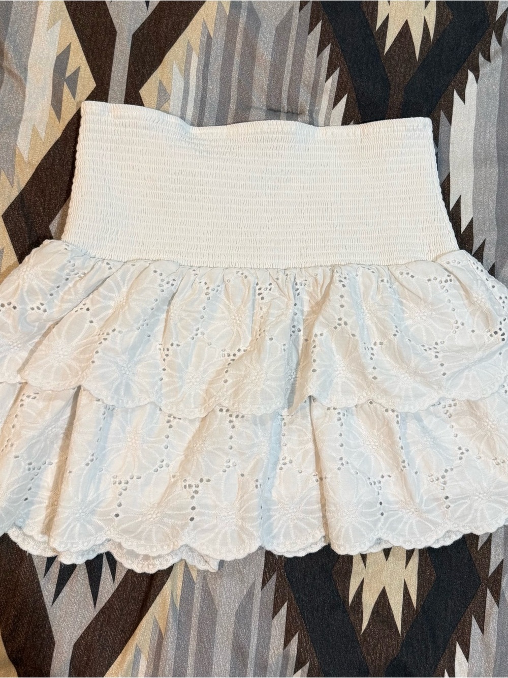 Sonoma White Eyelet Tiered Mini Skirt